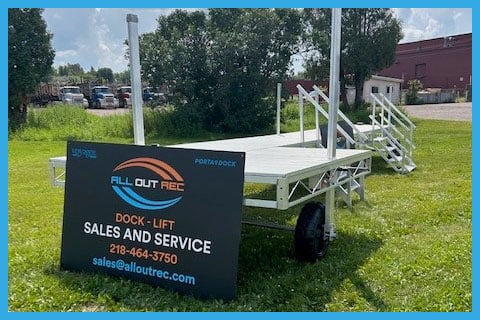 Portadock  Roll-in-Dock 4' x 32' w/ 8'L Removable White Aluminum Decking